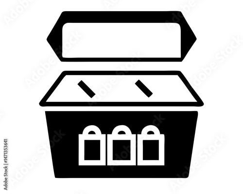 Black silhouette design of three storage bins ready for organizing and decluttering space
