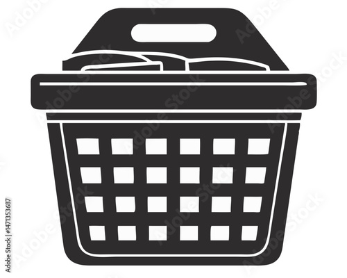 Black silhouette laundry hamper design vector illustration ideal for various applications