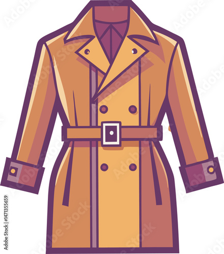 A stylish trench coat vector art illustration featuring clean lines, modern detailing, and versatile design perfect for fashion, advertising, and creative projects.