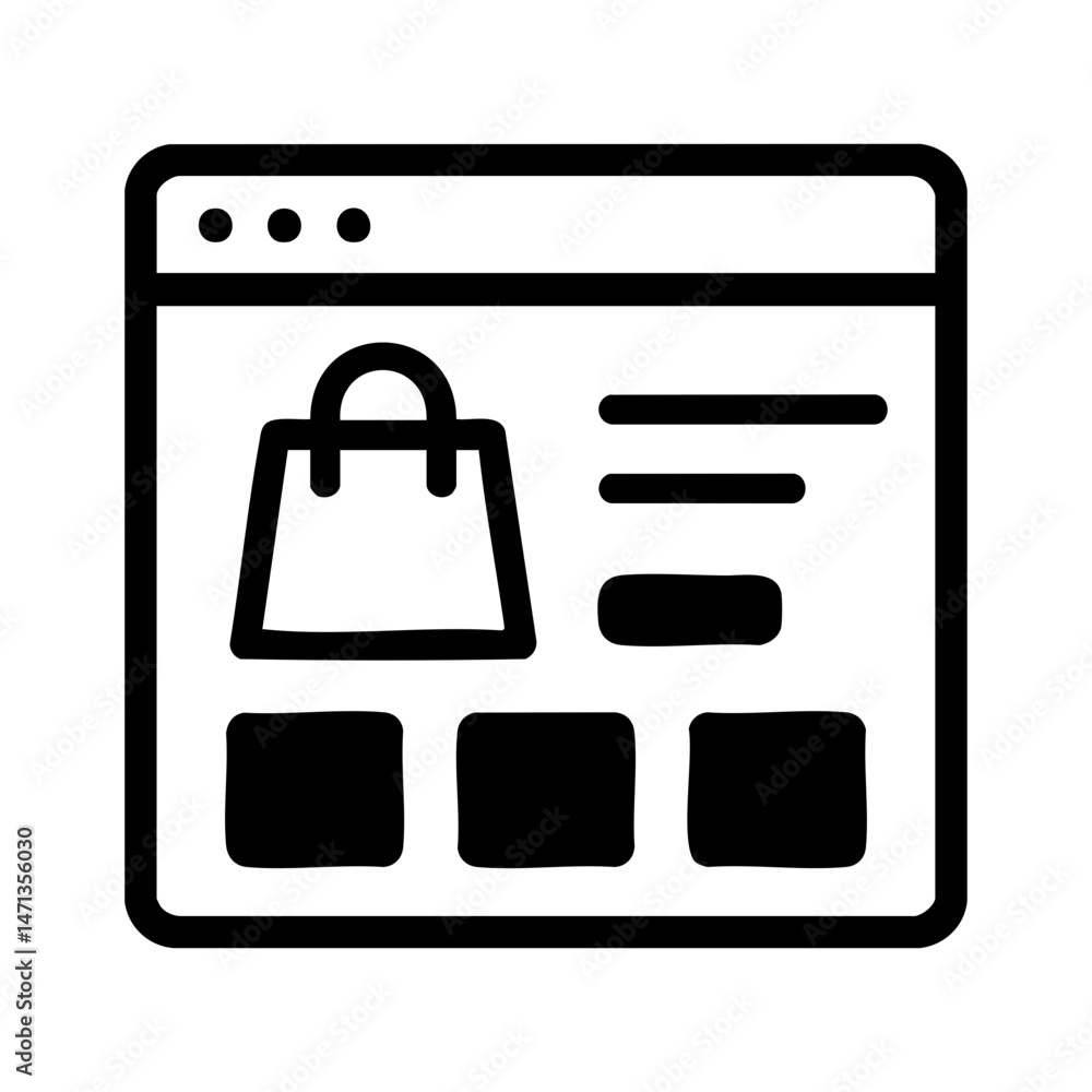 Ecommerce website shopping icon layout Ecommerce website shopping icon layout
