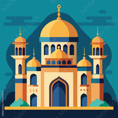 Magnificent Mosque Islamic Architecture Illustration