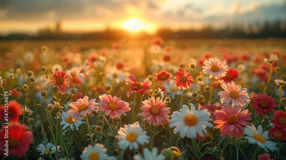 Obraz premium Nature and Plants Blooming wildflowers in open meadow