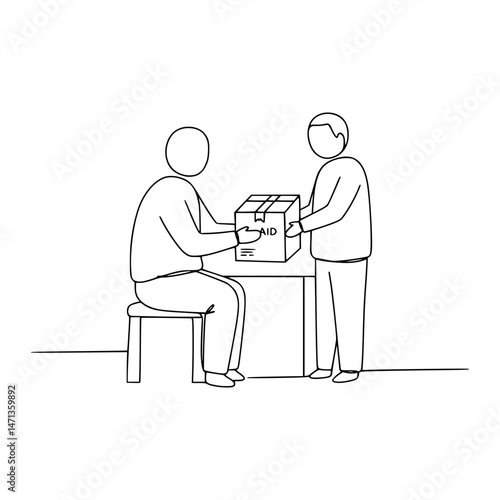 Person receiving aid package