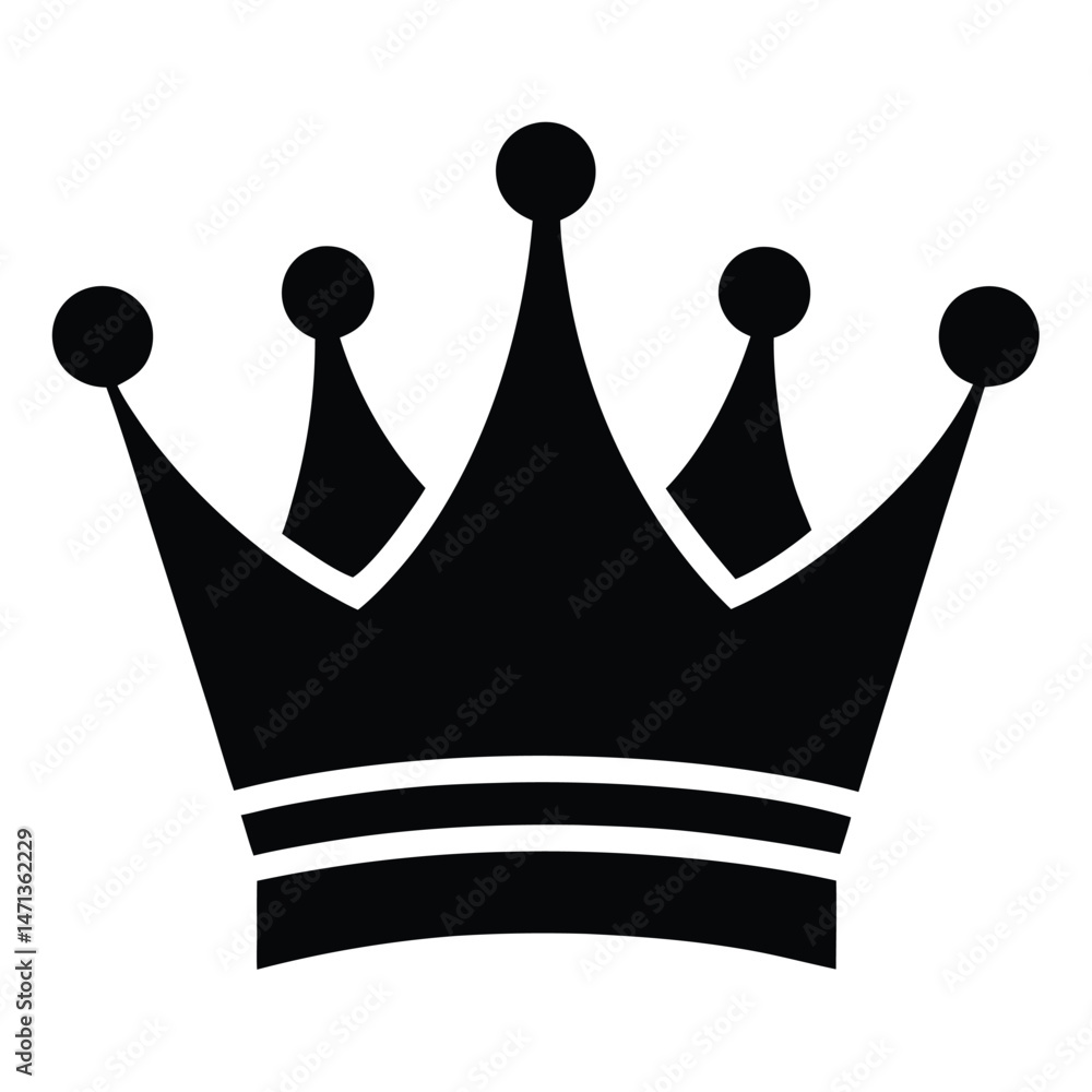 Elegant Black Crown Icon Royalty, Power, and Leadership Symbol Elegant Black Crown Icon Royalty, Power, and Leadership Symbol