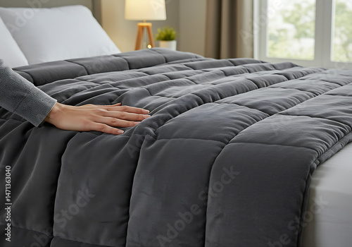 Experience serenity with a weighted blanket, designed for restful tranquility