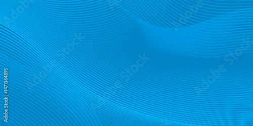 Abstract wave curve background in blue. Stock vector 3D modern background for your presentation, poster, cover.