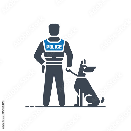 Police officer dog handler icon
