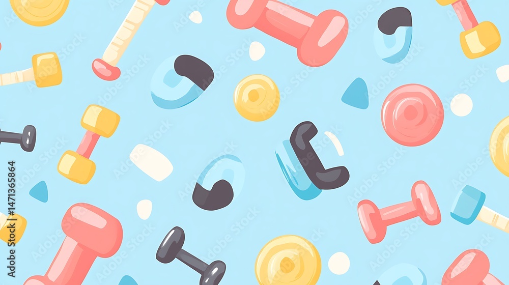 Fitness equipment seamless pattern. (2)