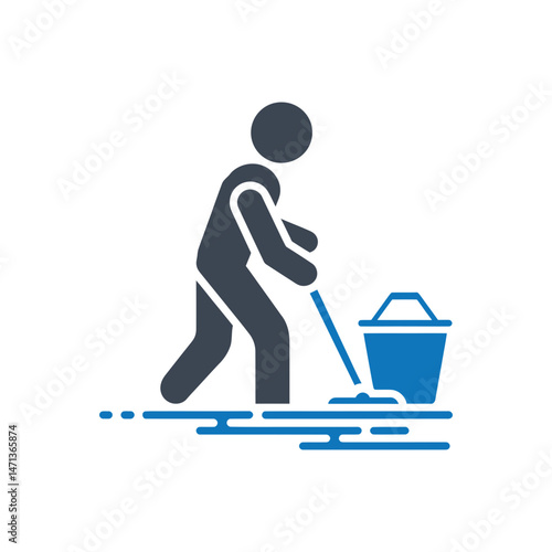Mopping Floor Cleaning Icon