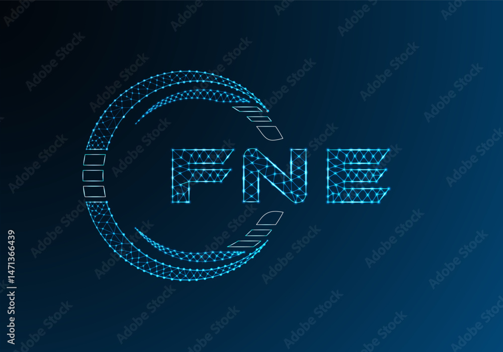 Naklejka premium FNE low poly letter logo vector design. FNE lower poly logo design. Low poly logo.
