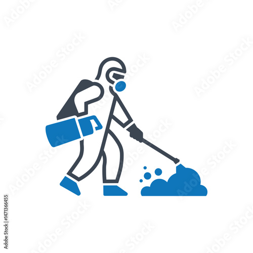Sanitation Worker Cleaning Icon