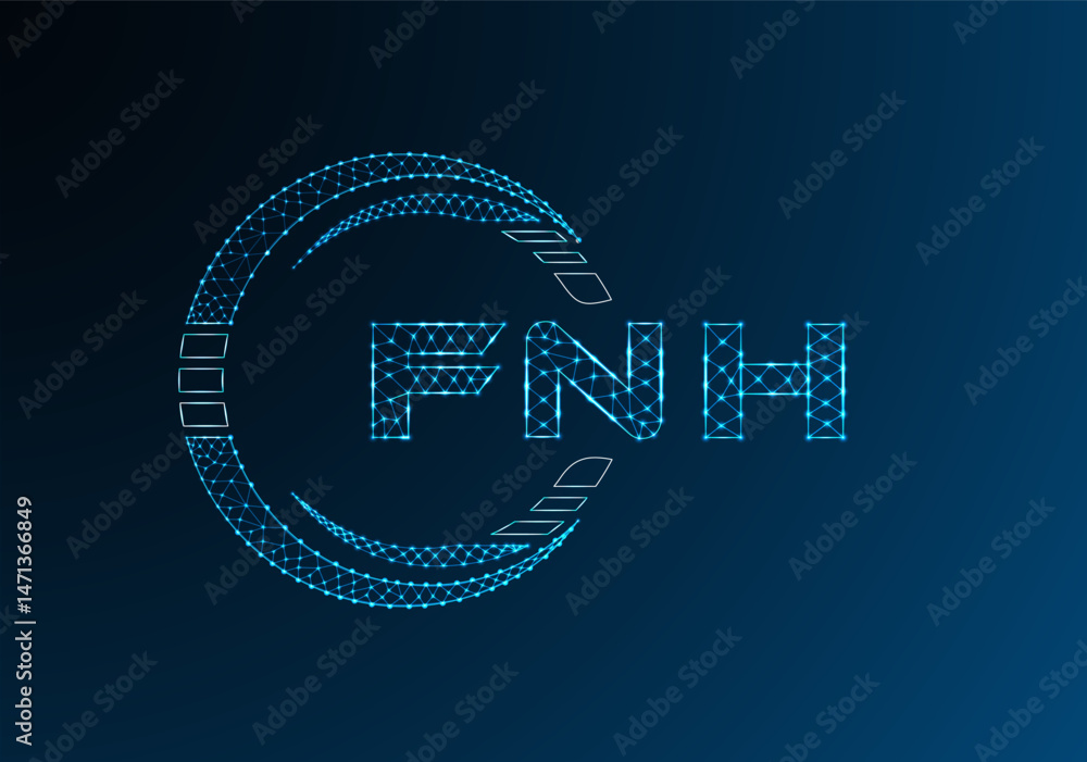 Naklejka premium FNH low poly letter logo vector design. FNH lower poly logo design. Low poly logo.