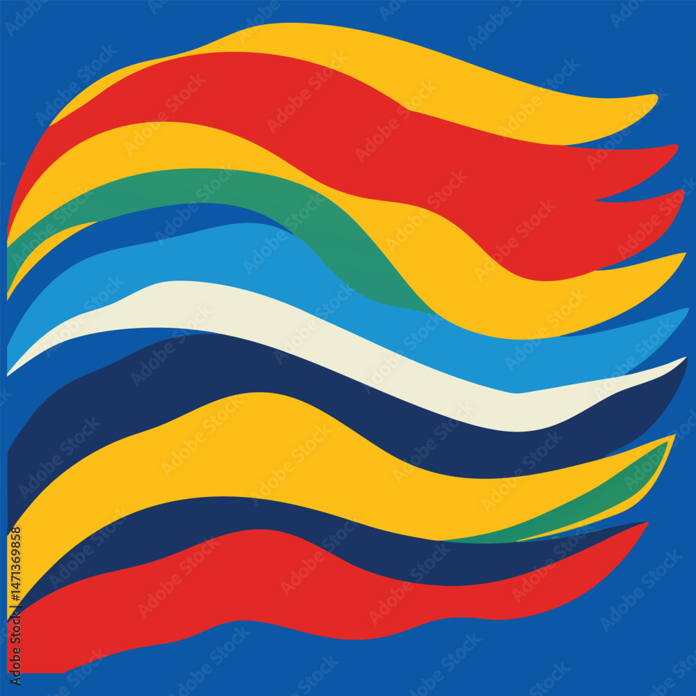 Abstract Composition of Colorful Wavy Ribbons Abstract Composition of Colorful Wavy Ribbons