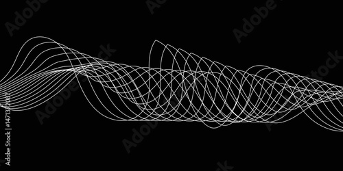 Abstract white background with a glowing abstract waves. Abstract wave element for design. Digital frequency track equalizer, Futuristic background design. Long exposure, Light painting photography.