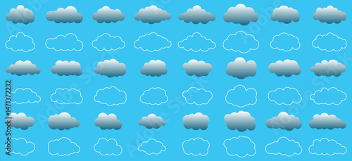 Cloud outline and filled vector sign Cloud icon.