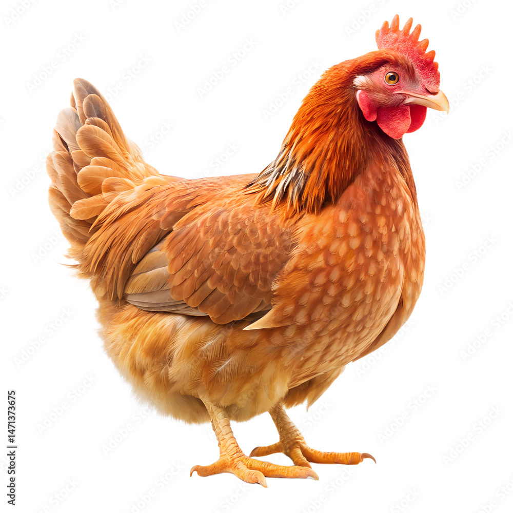 Fototapeta premium Brown hen on transparent background 