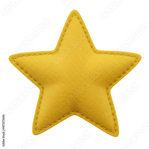 Soft yellow stitched star cushion icon

