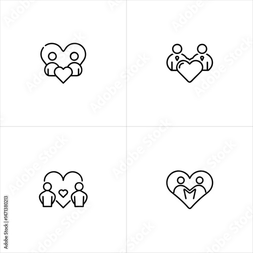 People Sharing Heart icon set
