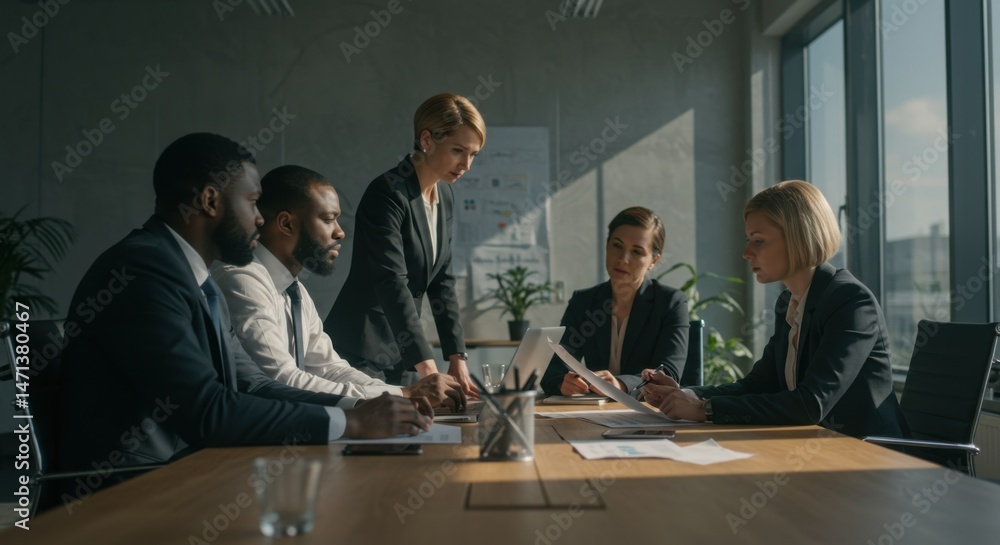 Diverse Business Team Meeting in Modern Office Diverse Business Team Meeting in Modern Office