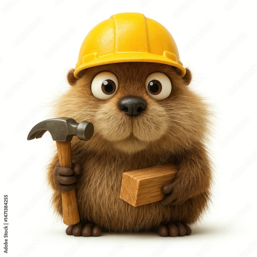 Cute beaver construction worker Cute beaver construction worker