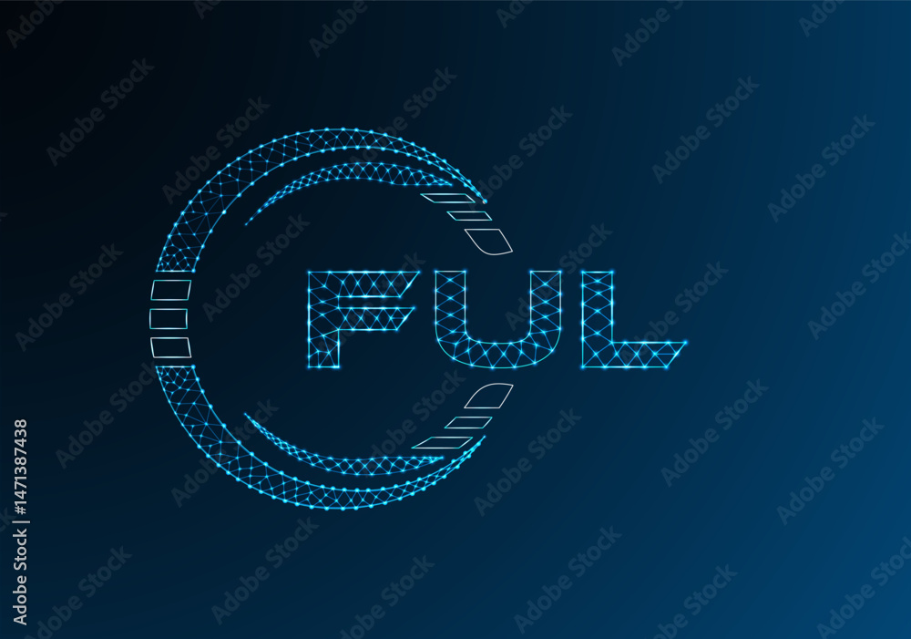 Naklejka premium FUL low poly letter logo vector design. FUL lower poly logo design. Low poly logo.