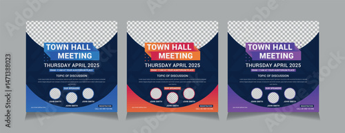 Town Hall Meeting Social Media Post Templates, vector illustration eps 10	