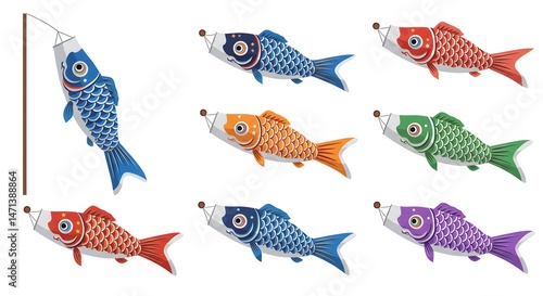 Colorful Koinobori Carp Streamers for Children's Day