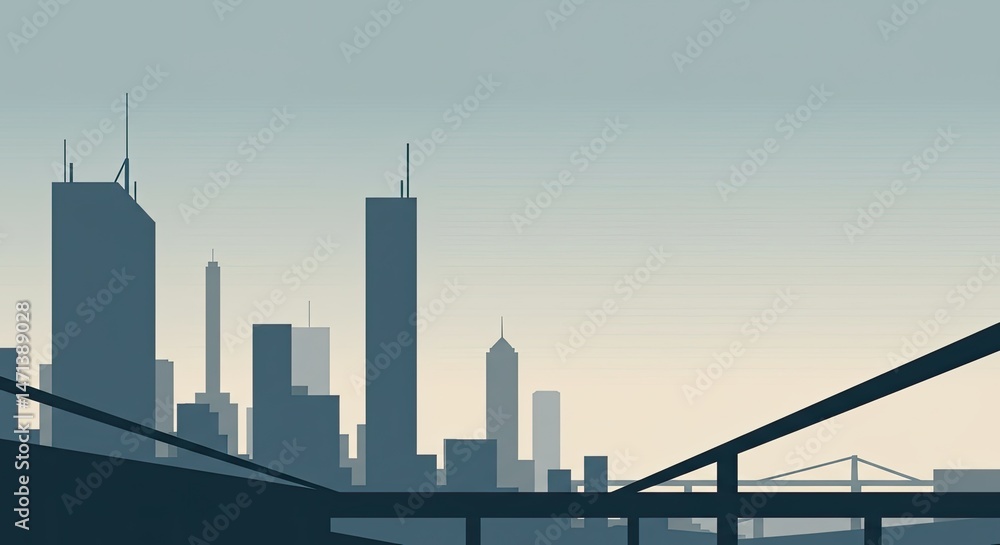 Obraz premium Cityscape silhouette, urban landscape at dawn