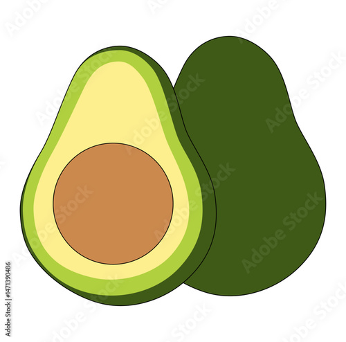 Cartoon Green Fruit Avocado Digital Vectors Illustration 