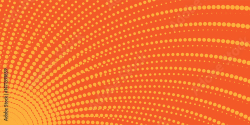 Abstract orange grunge grid polka dot halftone background pattern. Spotted black and white line illustration.