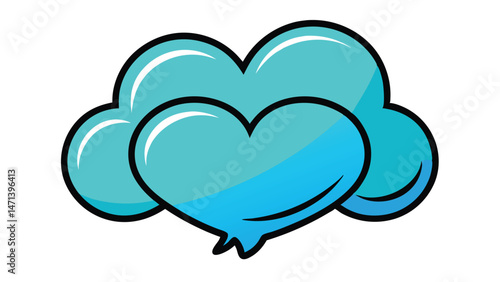 Colorful heart illustration surrounded by fluffy clouds creating a playful and cheerful atmosphere suitable for various design projects