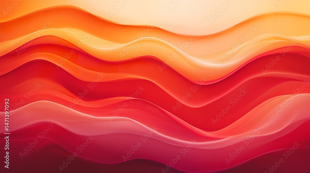 Obraz premium Warm Hues Abstract Waves Vibrant Red Orange Yellow Gradient Design Art