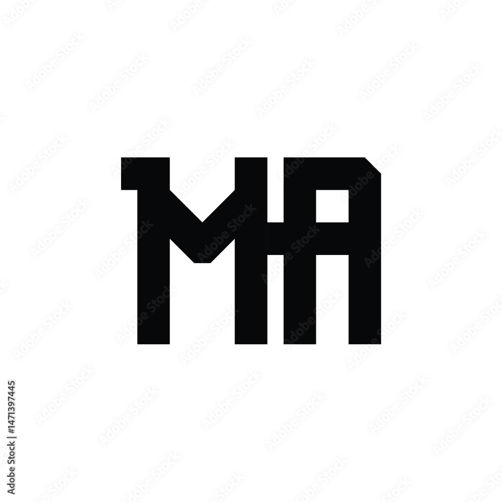 Obraz premium MA monogram logo design letter text name symbol monochrome logotype alphabet character simple logo