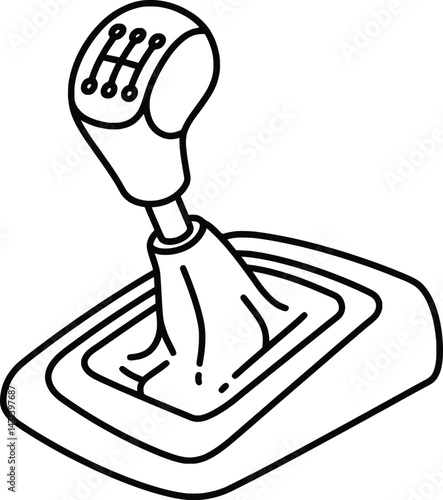Precise Vector Illustration of a Manual Gear Stick