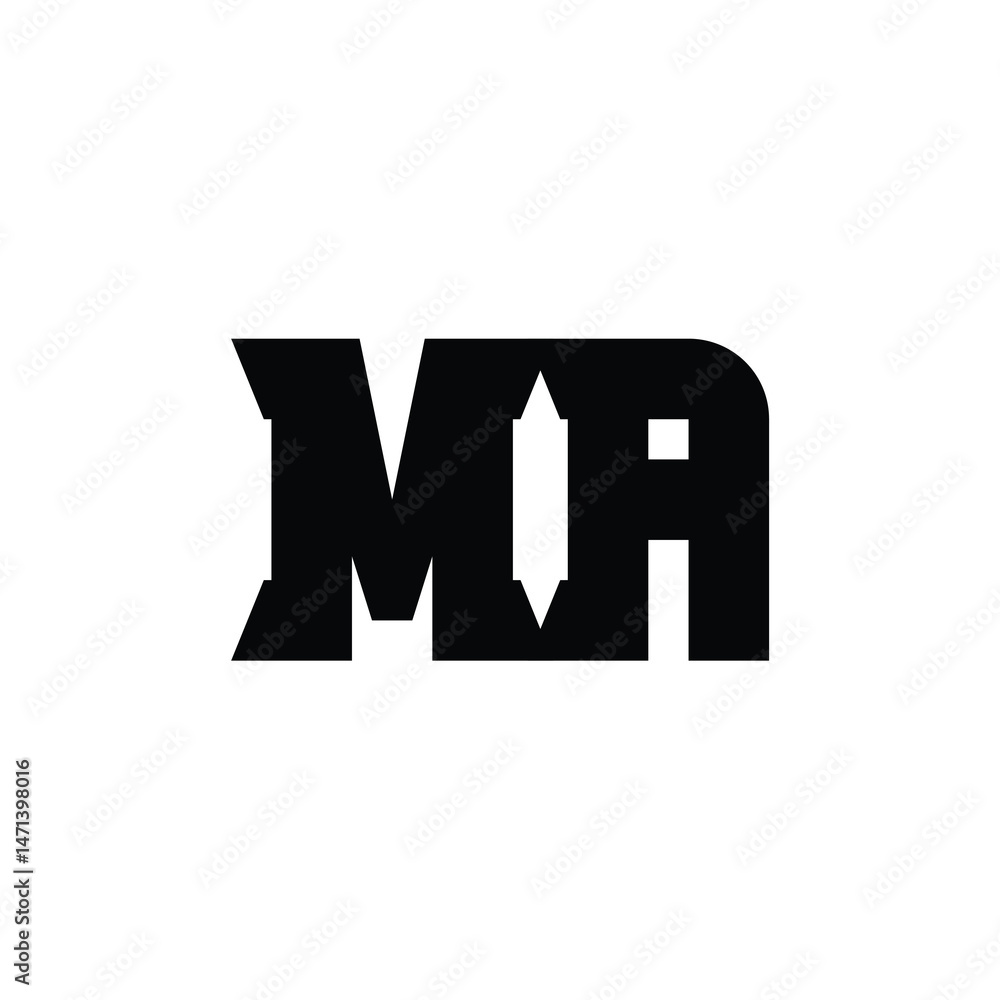 Fototapeta premium MA monogram logo design letter text name symbol monochrome logotype alphabet character simple logo