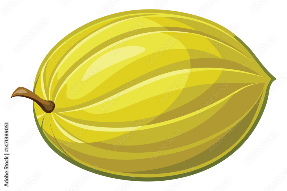 Vector illustration of a whole light yellow melon with textured skin on a white background suitable for various design projects and graphics Vector illustration of a whole light yellow melon with textured skin on a white background suitable for various design projects and graphics