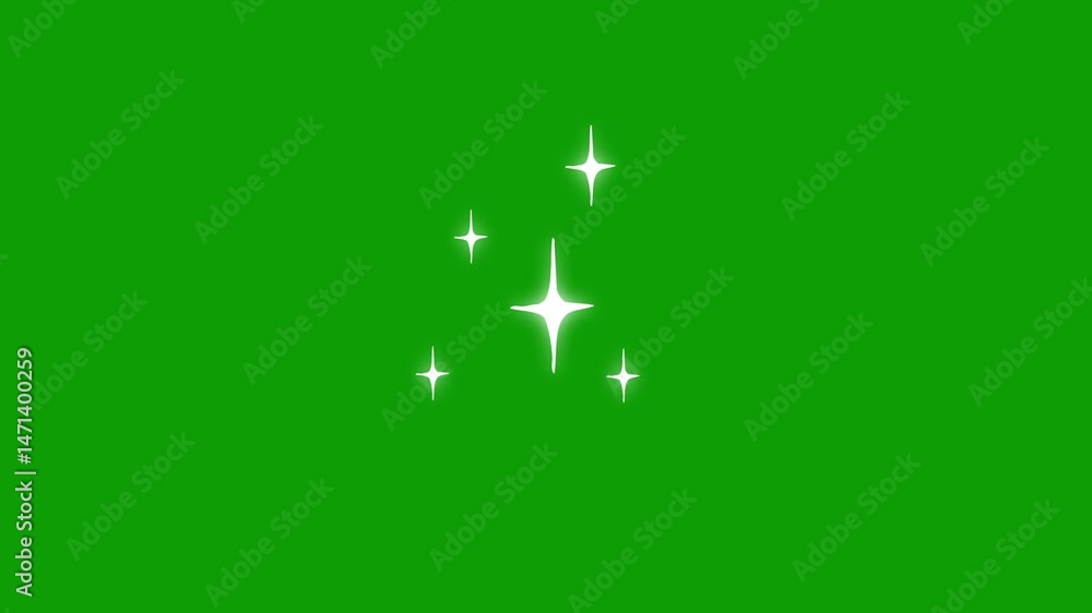 Twinkling Star Animation on Green Screen Background with White Sparkles. Glowing Particles and Cartoon Style 4K Twinkling Star Animation on Green Screen Background with White Sparkles. Glowing Particles and Cartoon Style 4K