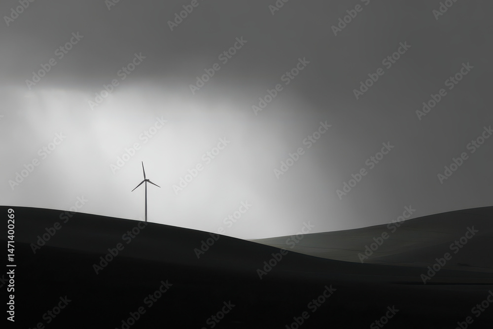 Obraz premium wind farm in south africa under overcast sky showcasing dramatic contrasts