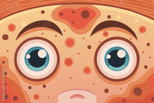 Vector illustration of a detailed skin texture featuring hair follicles and various skin elements for design and artistic projects