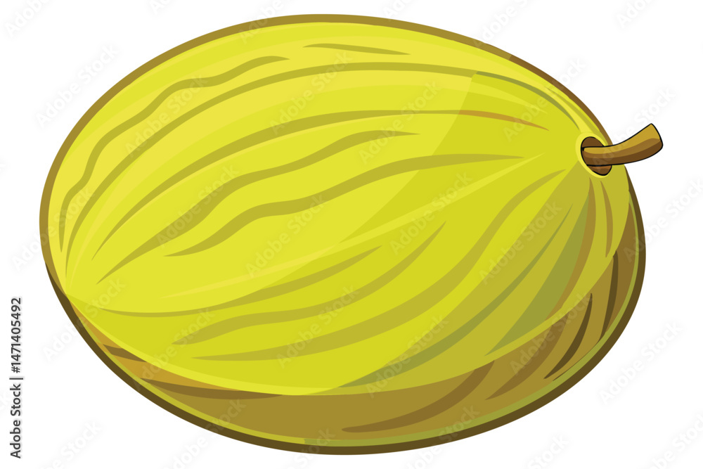 Vector illustration of a whole light yellow melon with textured skin on a white background suitable for various design projects and graphics Vector illustration of a whole light yellow melon with textured skin on a white background suitable for various design projects and graphics