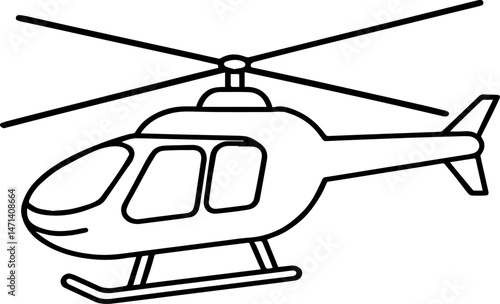 helicopter outline vector illustration, line art