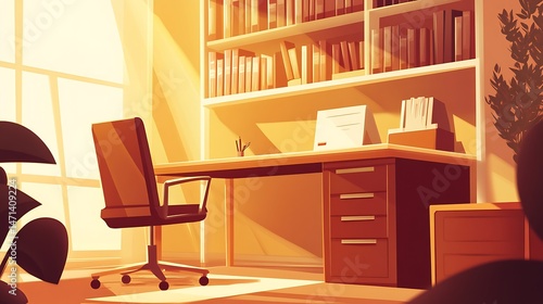 Wallpaper Mural Sunny Office Desk Workspace Interior. (1) Torontodigital.ca