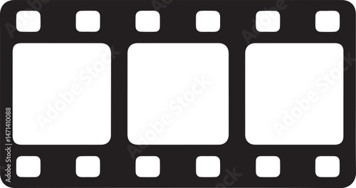 A sleek filmstrip design perfect for movie logos branding cinema icons and applications needing a classic movie feel suitable for scalable use in various projects