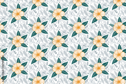 trendy one line textile sketch, seamless cotton flower fabric, nature inspired floral print, hand drawn outline pattern, stylish wrapping paper texture, fashion modern pillow cover design