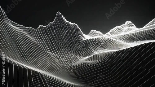 Striking Abstract Mountains with Illuminated Lines on Dark Backdrop Video