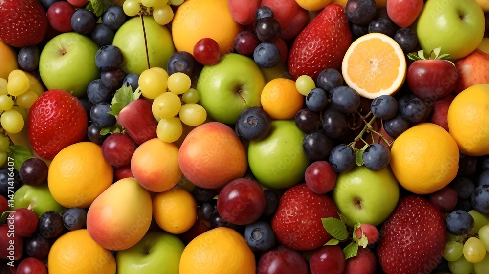 colorful mixed fruits used as background. Generated with AI
colorful mixed fruits used as background. Generated with AI