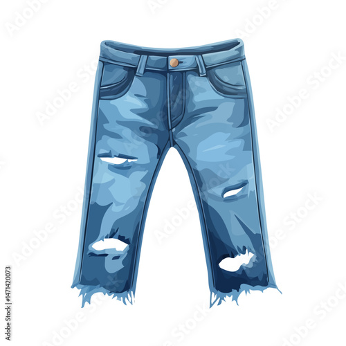 My Simple flat 2D illustration of a ripped jeans isolated on a transparent background, vector, flat design, animation design, simple flat 2D icon, clipart