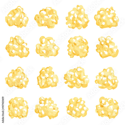 My Simple flat 2D illustration of a scrambled eggs set  isolated on a transparent background, vector, flat design, animation design, simple flat 2D icon, clipart