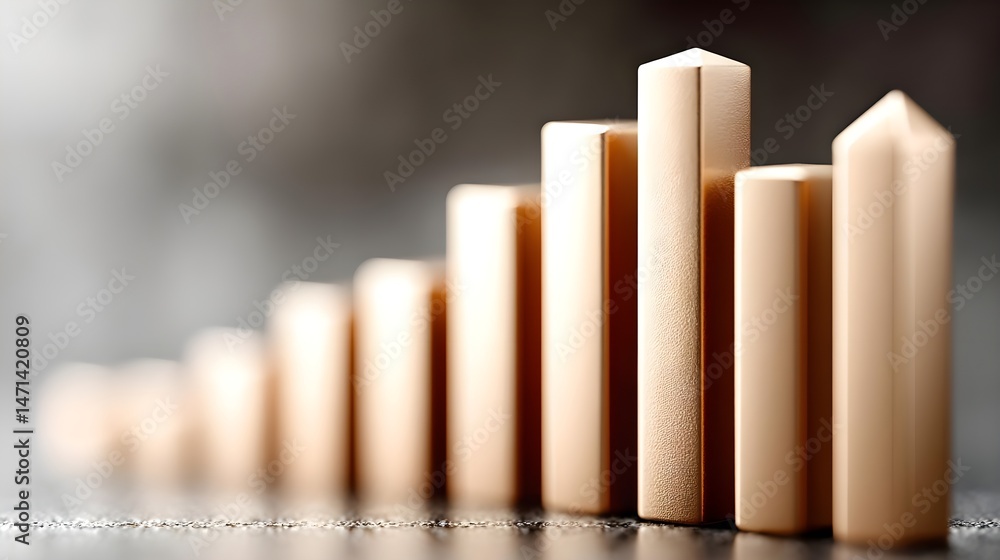 Abstract representation of growth with wooden bar graphs Abstract representation of growth with wooden bar graphs