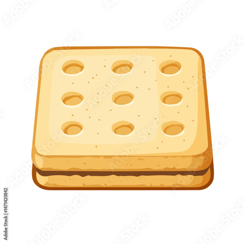 My Simple flat 2D illustration of a shortbread biscuit isolated on a transparent background, vector, flat design, animation design, simple flat 2D icon, clipart